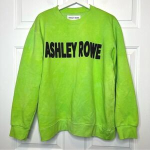 Ashley Rowe Denim Sweatshirt Crew Neck Pullover Tie Dye Green Casual Top Small
